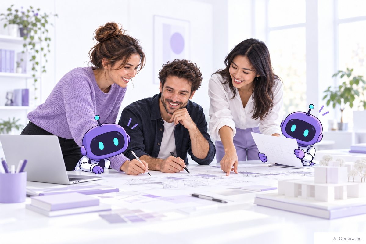 An illustrative team workshop with  colleagues and ai agents companions.